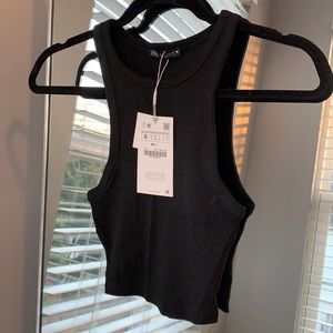 NWT Black Ribbed Crop Top